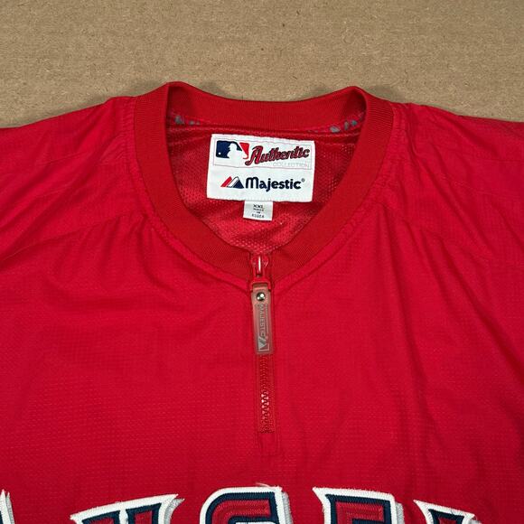Majestic MLB Los Angeles Angels Pullover Windbreaker Jacket Red XXL Authentic - Picture 6 of 8